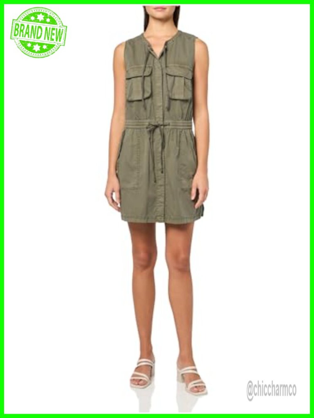 Lucky Brand Womens Cargo Dress A-Line V-Neck Tank Casual